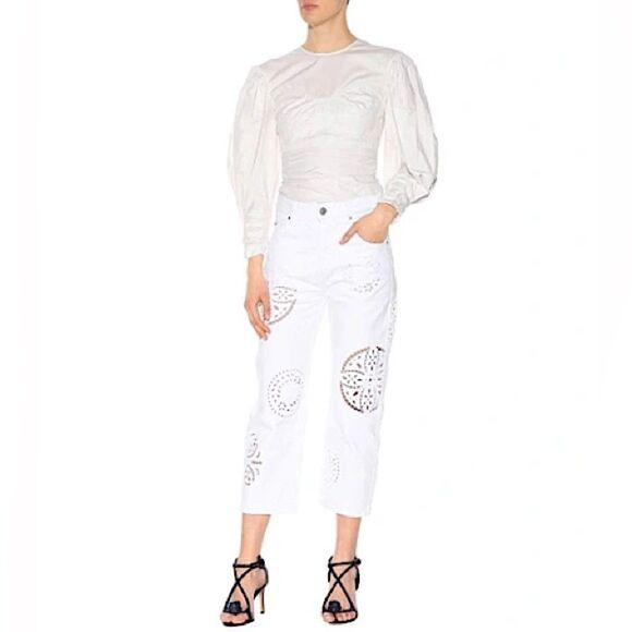 Isabel Marant White Ronnie Broderie Anglaise Jeans size 4 denim 27